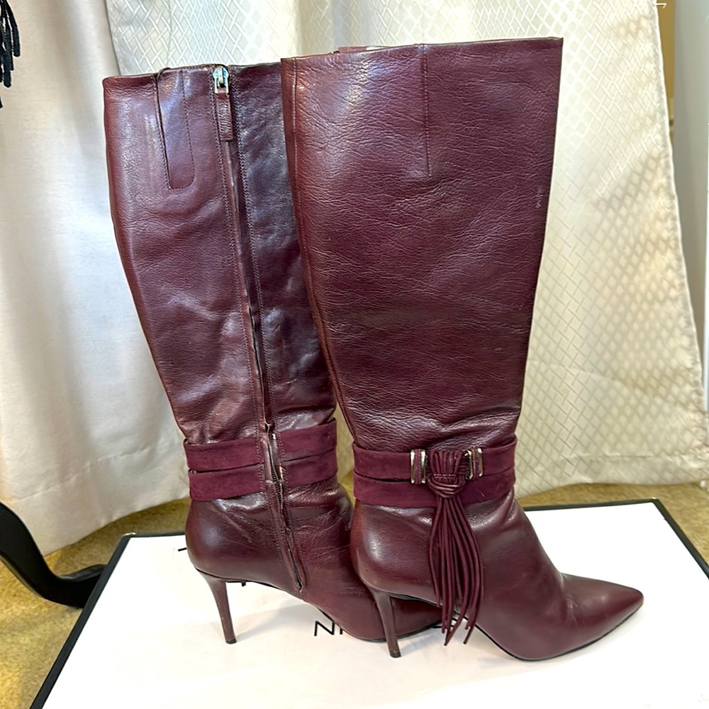 Burgundy Tall Boots with tassel
